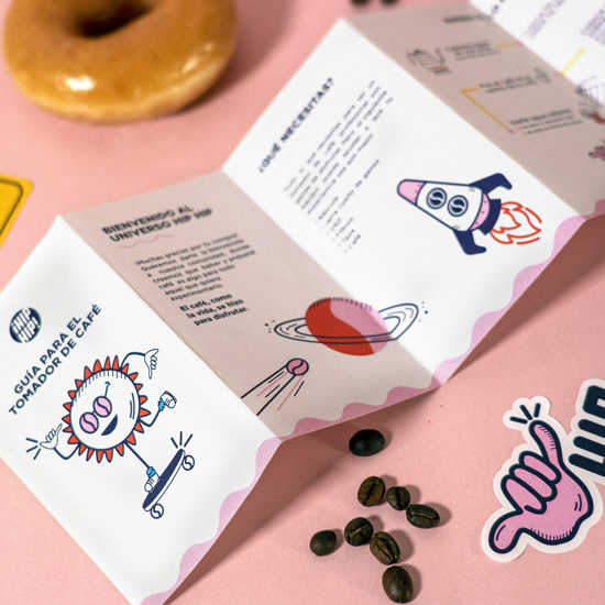 Folleto con información de campaña de café