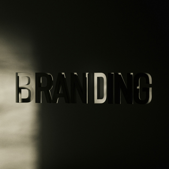 La palabra branding en fondo negro y blanco