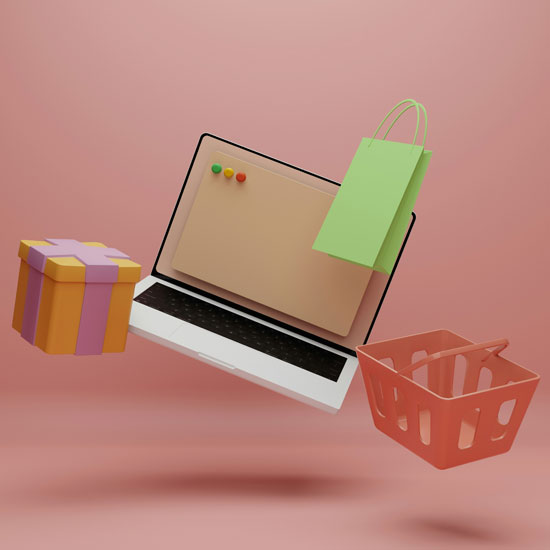 Ilustración de compras electronicas como muestra de estrategias e innovaciones en branding con Unonu