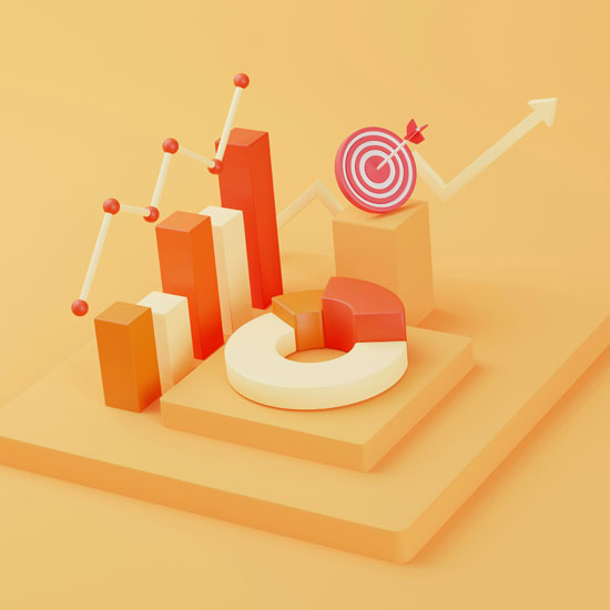 Gráfica en 3D demostrando el crecimiento empresarial con Branding