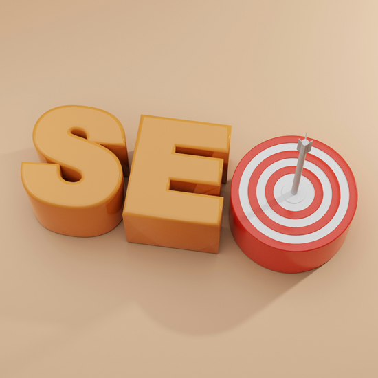 Ilustración de texto con la palabra SEO para aumentar la visibilidad e implementar branding