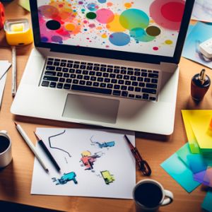 Escritorio de experto en branding visual de Unonu trabajando en el crecimiento empresarial de una marca