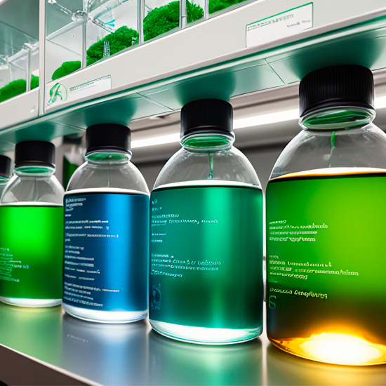 Muestra de diferentes productos desarrollados en laboratorio a la espera de innovaciones en branding para empresas de químicas