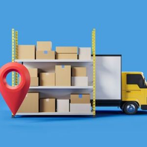 Ilustración en 3D de un camión detras de varias cajas de encomiendas para mostrar las innovaciones en branding para empresas logisticas